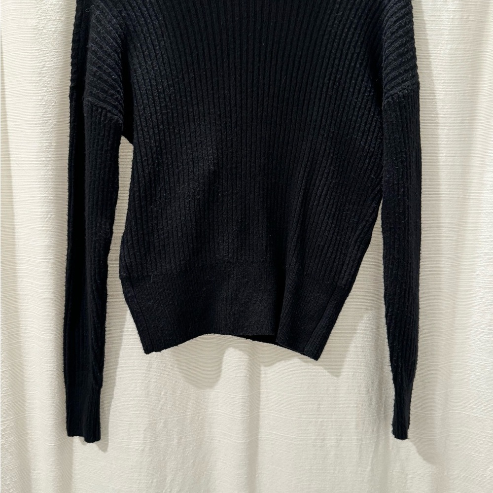 Mock Neck Wrap Look Rib Sweater - Picture 4 of 4